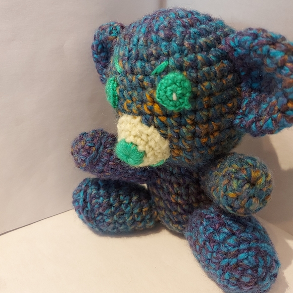 Handmade Crochet Teddy Blue Bear - Picture 3 of 8